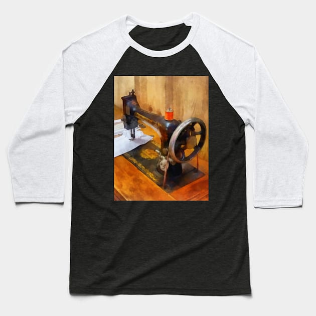 Sewing Machine With Orange Thread Baseball T-Shirt by SusanSavad